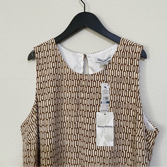 NWT TOMMY BAHAMA Island Key Geometric Print Silk Sleeveless Shift Dress - Picture 7 of 10